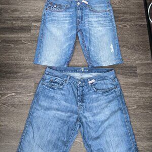 Men's Denim shorts.  True Religion & 7 for all mankind.  Size 36